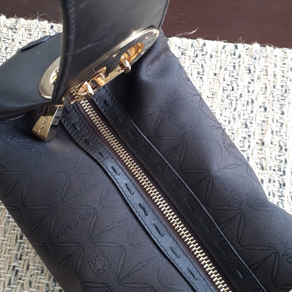 Escada Brown Leather Trimmed Shoulder Bag - Picture 13 of 16